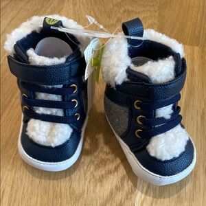 Navy Blue Kids Boots with Faux Fur Lining
